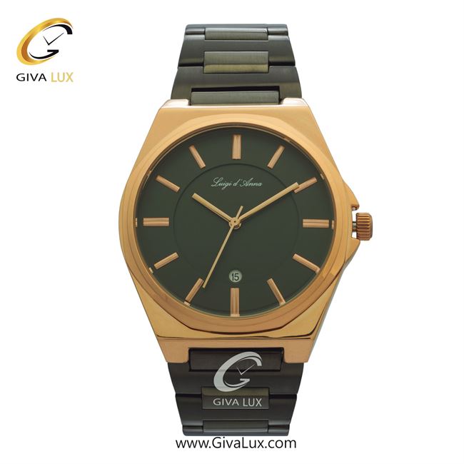 ساعت مچی اورجینال مردانه LdA | لوئیجی د آنا | Luigi d'Ana رزگلد | تیتانیوم(زغالی)| سبز یشمی تیره| کد رفرنس 2440